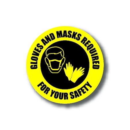Ergomat 6in CIRCLE SIGNS Gloves And Mask Required For Your Safety DSV-SIGN 36 #6310 -UEN